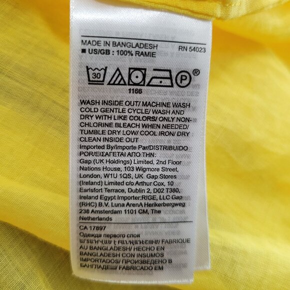 Banana Republic | Yellow Ramie Balloon Sleeve Blouse, Size XS - Picture 7 of 7